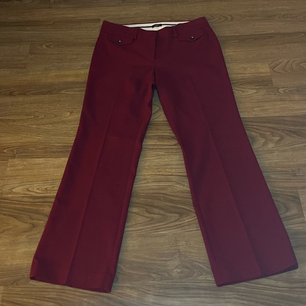 LOFT Deep Red Wine Wide-Leg Trousers